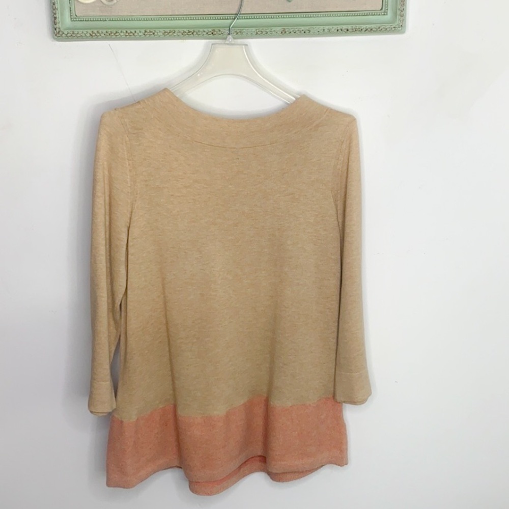 Angel of The North Cashmere Color block pullover sweater oatmeal cream small